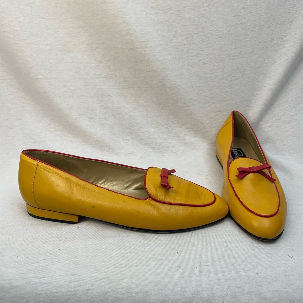 Vintage, yellow and red flat loafer